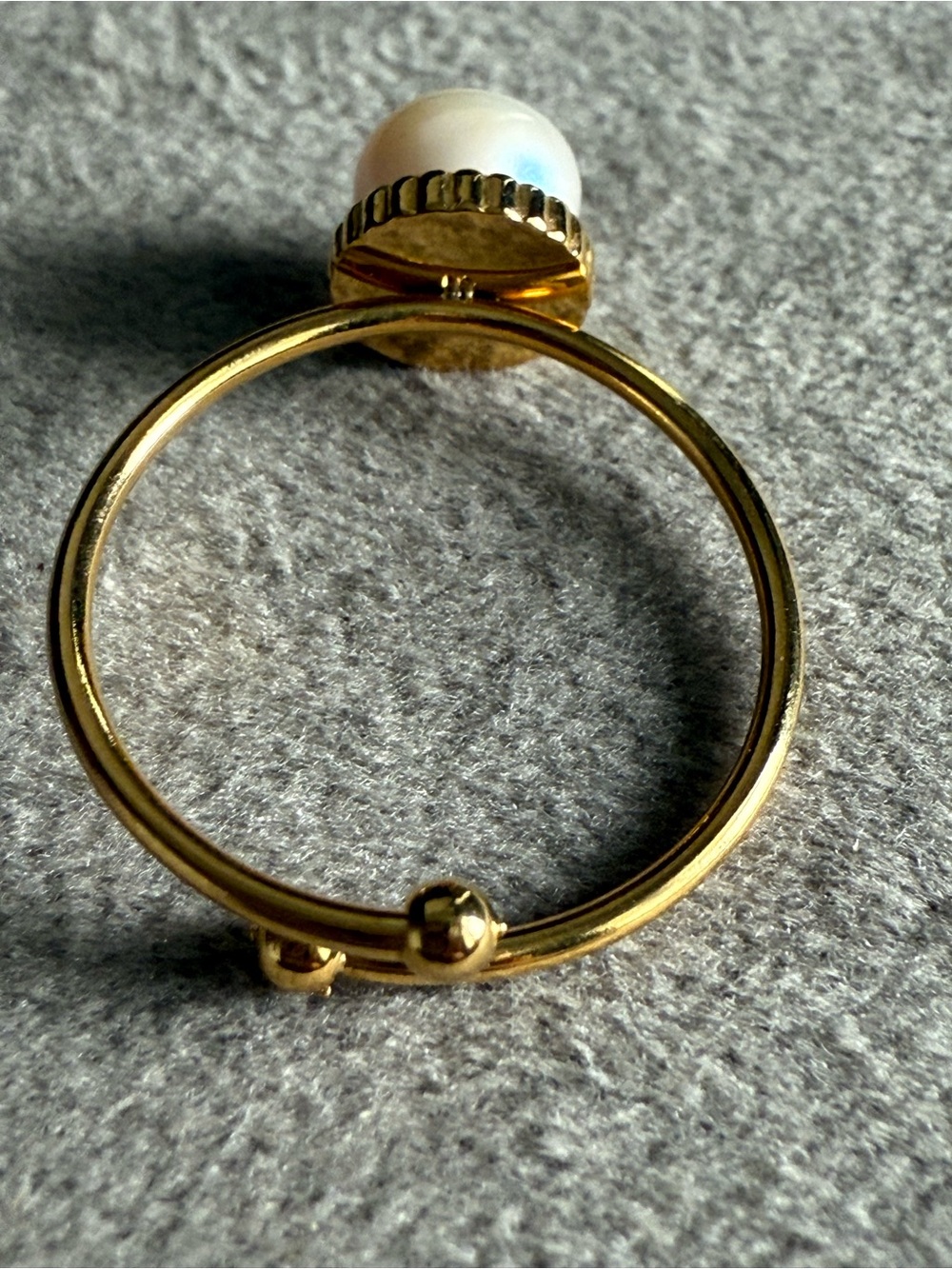 Gold Pearl Accent Adjustable Ring - White Pearl - Picture 4 of 6